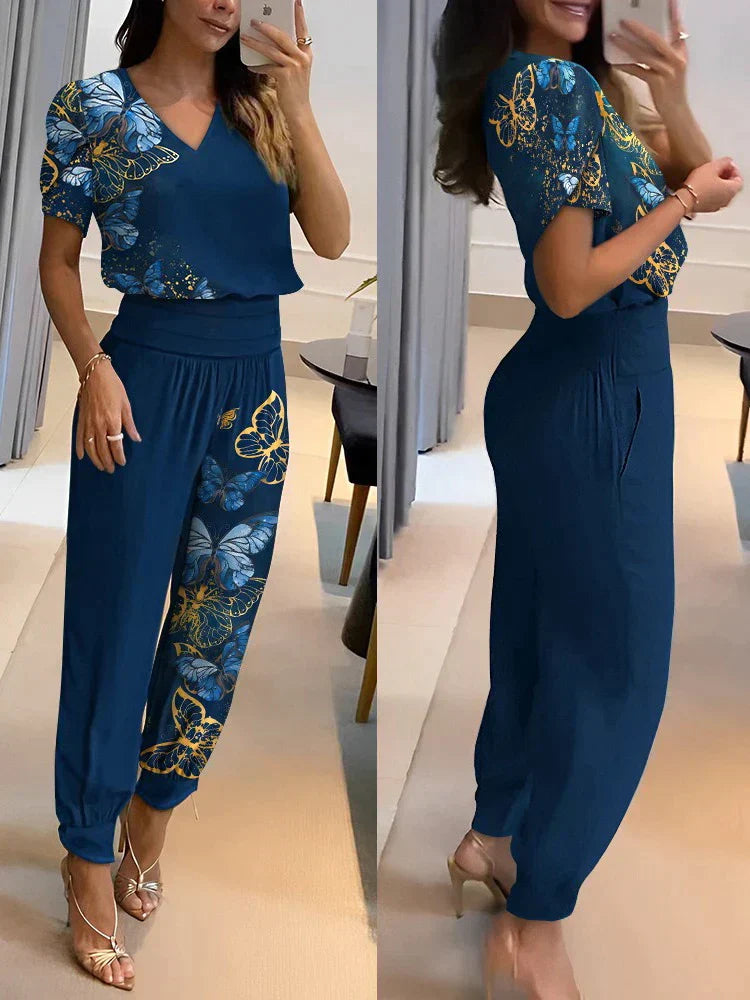 Zweiteiliges Set Aus V Ausschnitt Oberteil Und Kurzer Hose Für Damen | Formell