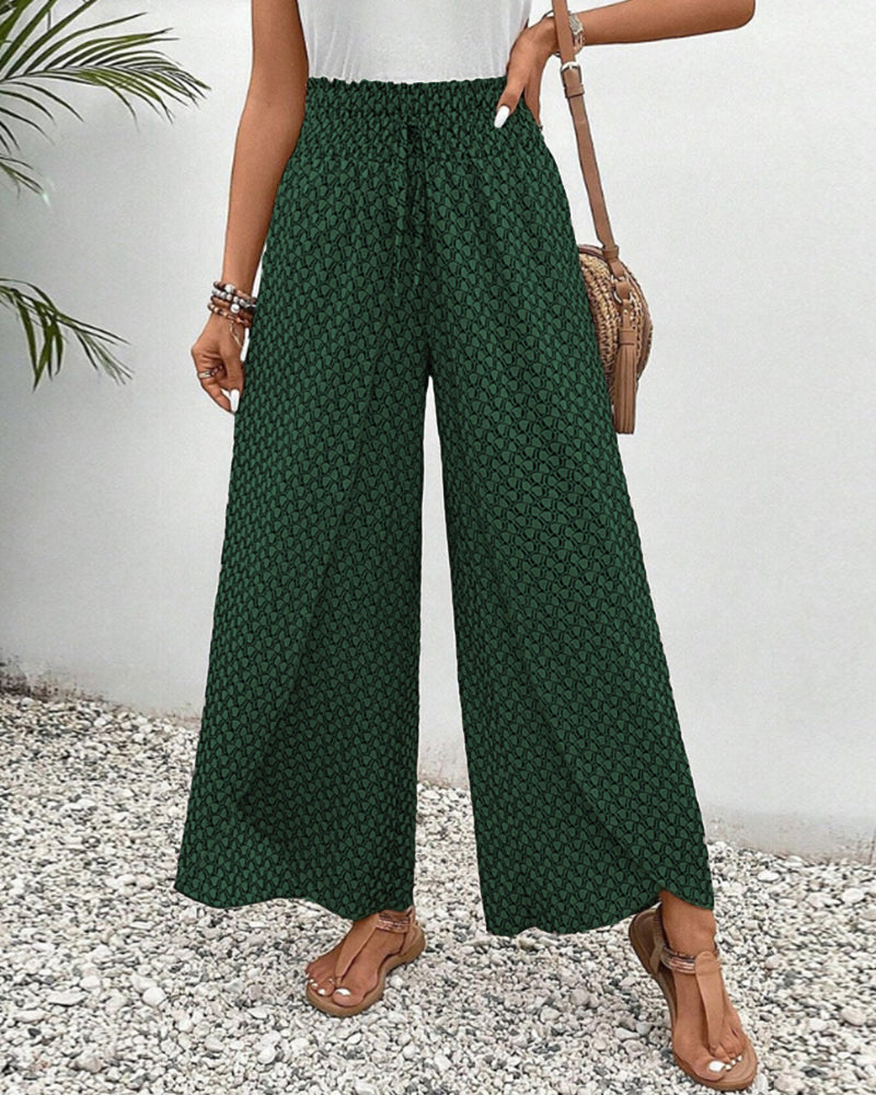 Damen Hose mit weitem Bein &amp; geometrischem Muster | Bequeme Passform | Für Alltag, Büro &amp; Abendlook