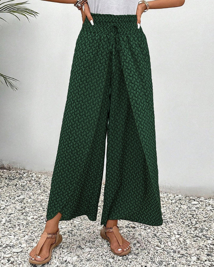 Damen Hose mit weitem Bein &amp; geometrischem Muster | Bequeme Passform | Für Alltag, Büro &amp; Abendlook