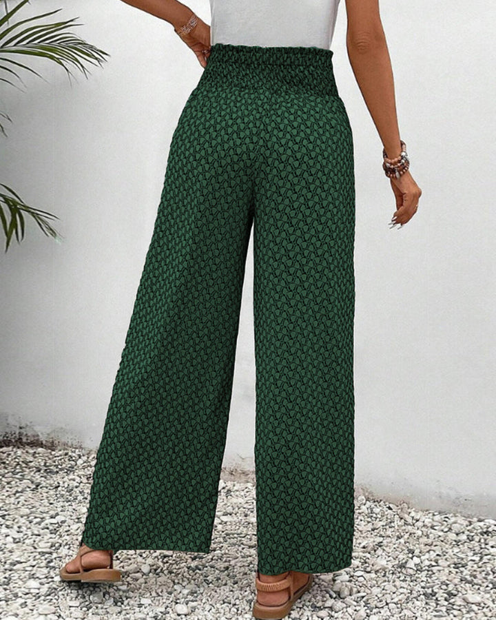 Damen Hose mit weitem Bein &amp; geometrischem Muster | Bequeme Passform | Für Alltag, Büro &amp; Abendlook