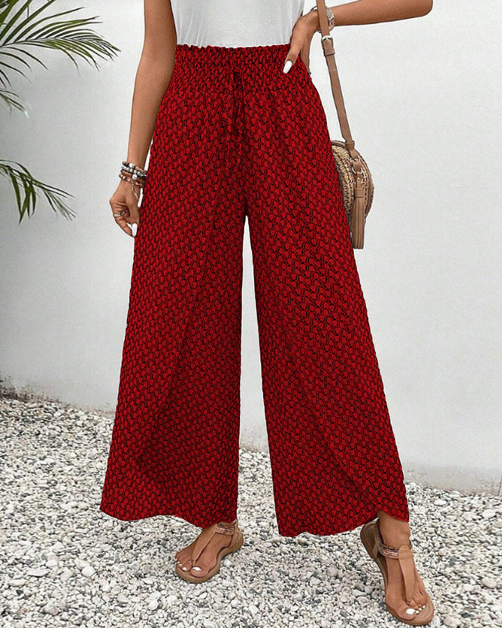 Damen Hose mit weitem Bein &amp; geometrischem Muster | Bequeme Passform | Für Alltag, Büro &amp; Abendlook