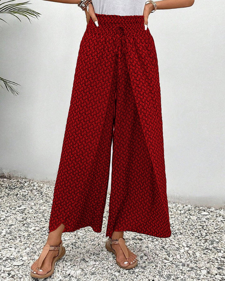 Damen Hose mit weitem Bein &amp; geometrischem Muster | Bequeme Passform | Für Alltag, Büro &amp; Abendlook