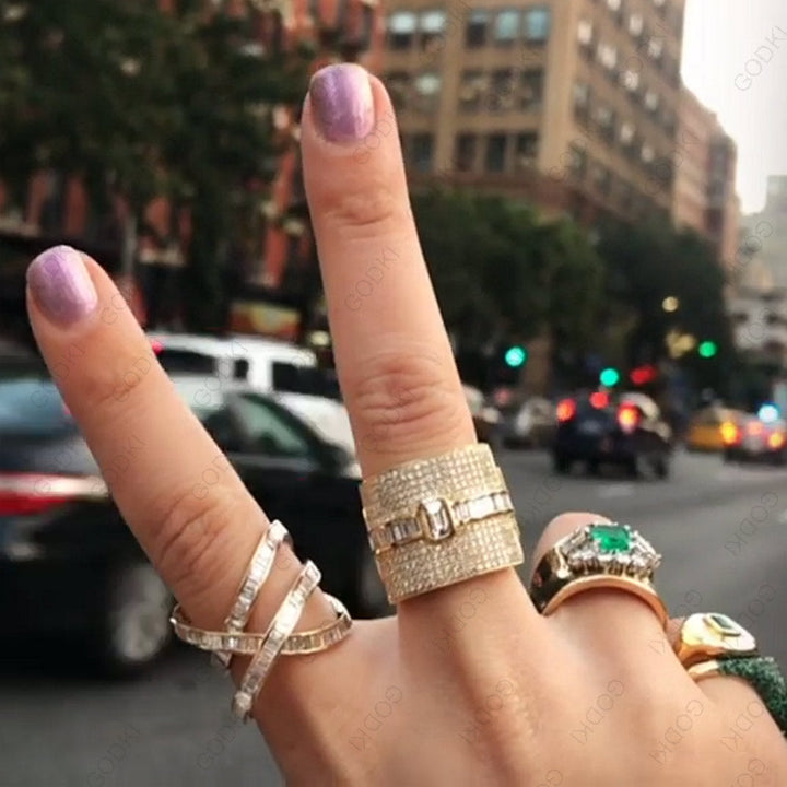 Damen Ring mit Cubic Zirkonia | Eleganter Stapelring im Luxus-Design | Funkelnder Statement- &amp; Verlobungsring