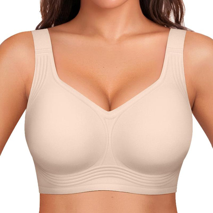Reggiseno wireless da donna con supporto a 4 strati in gelatina | Copertura completa, coppe leggermente imbottite | S-4XL | Nero, Nude, Beige
