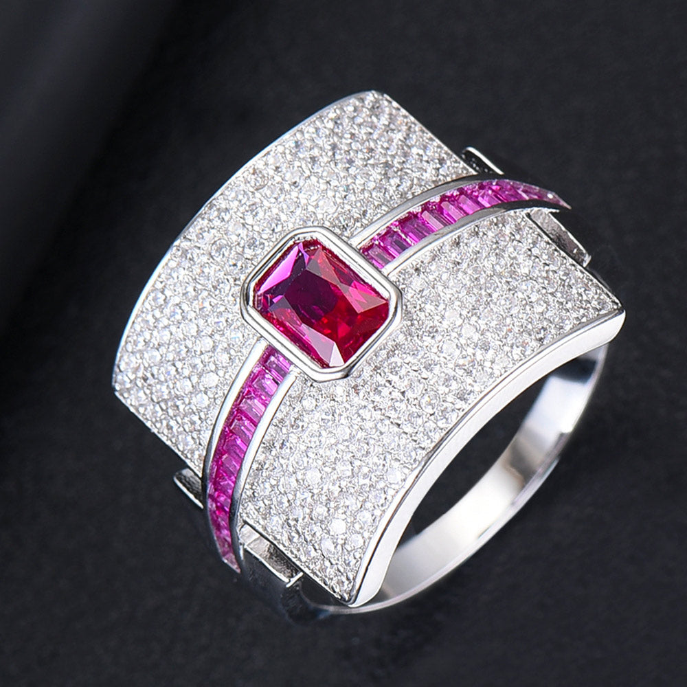 Damen Ring mit Cubic Zirkonia | Eleganter Stapelring im Luxus-Design | Funkelnder Statement- &amp; Verlobungsring