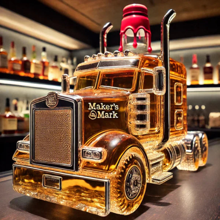 Whiskeyflasche | Glas-Dekanter in Sattelschlepper-Form für Bar &amp; Man Cave