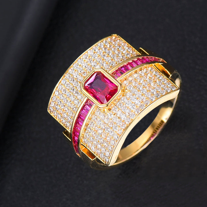 Damen Ring mit Cubic Zirkonia | Eleganter Stapelring im Luxus-Design | Funkelnder Statement- &amp; Verlobungsring
