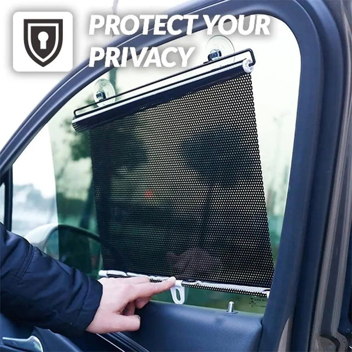 Ausziehbares Fensterrollo mit UV-Schutz | Sonnenschutz für Auto, LKW &amp; Zuhause | Verdunkelungsrollo mit Saugnäpfen