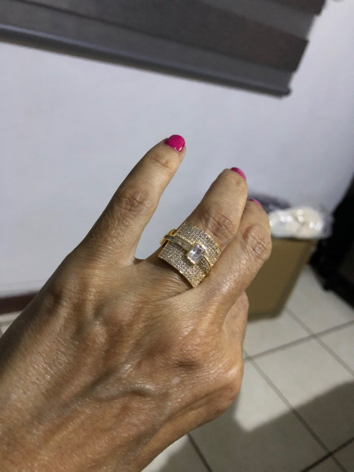 Damen Ring mit Cubic Zirkonia | Eleganter Stapelring im Luxus-Design | Funkelnder Statement- &amp; Verlobungsring
