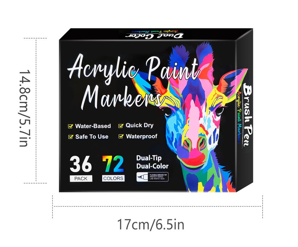 Acrylmarker Set mit Dual-Tip für kreative Projekte | Wasserbasiert, geruchslos &amp; wasserfest | 24–120 Farben