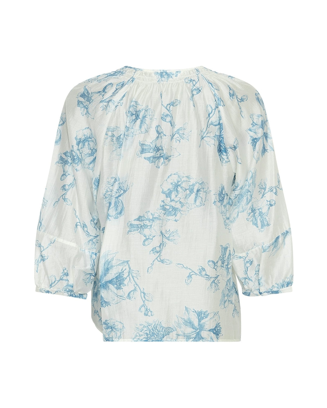 Damen Bluse | Bluse mit Blumenmuster, V-Ausschnitt und 3/4-Raglanärmeln