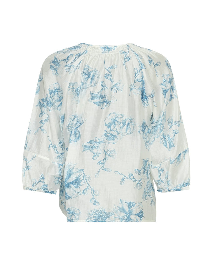 Damen Bluse | Bluse mit Blumenmuster, V-Ausschnitt und 3/4-Raglanärmeln