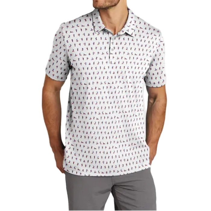 Herren Poloshirt mit Print | Atmungsaktives Stretch Polo im Slim Fit | Freizeitshirt für Alltag, Urlaub &amp; Freizeit