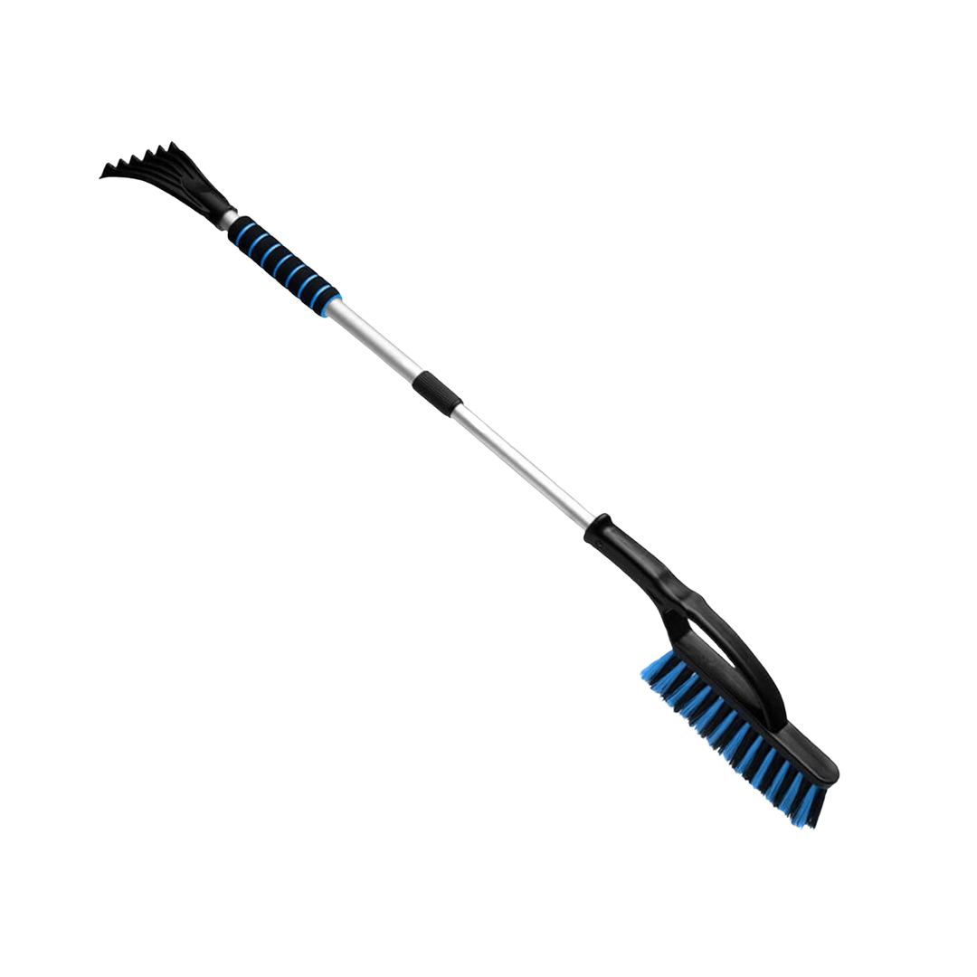 Eiskratzer mit Schneebürste | Ausziehbarer Teleskopstiel von 87 bis 115 cm, ergonomischer Softgriff und robuste Borsten für Autos