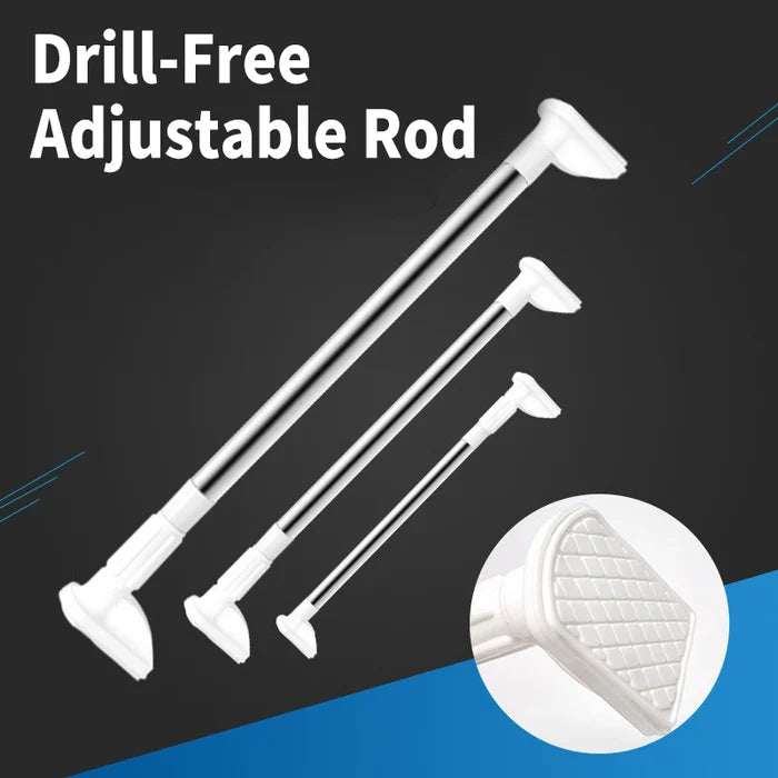 Adjustable rod without drilling | extendable curtain &amp; shower rod stainless steel | rustproof, sturdy clamp mounting