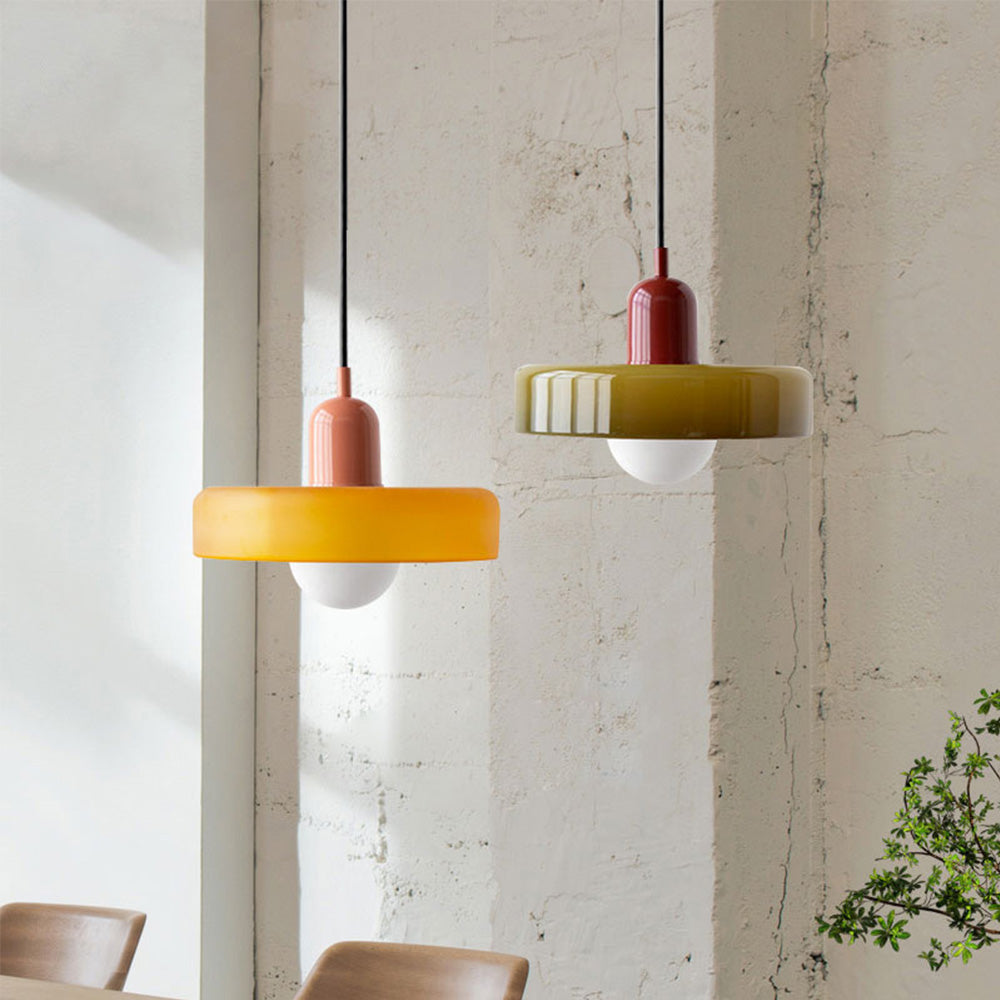 Pendant lamp made of metal &amp; glass with stained glass look | Ø25/Ø35 cm, G9 socket | Adjustable suspension | Crystal look