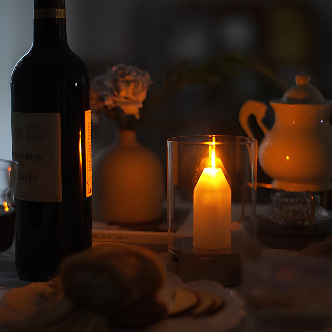LED Kerzenlampe kabellos mit Gestensteuerung | Dimmbares warmweißes Licht | 6–8 Std. Akkulaufzeit, 8,6 x 13 cm