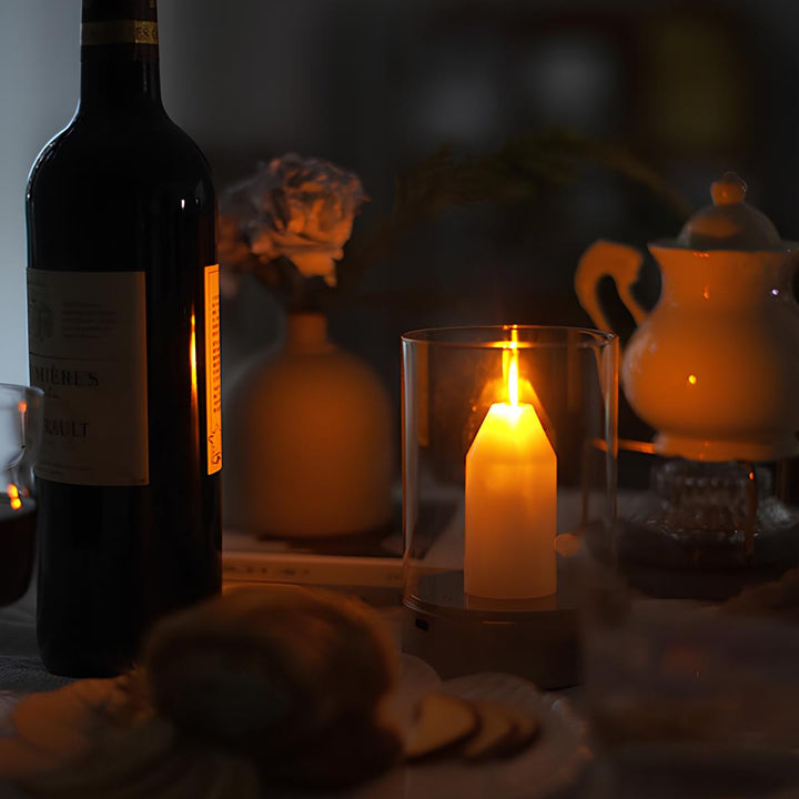 LED Kerzenlampe kabellos mit Gestensteuerung | Dimmbares warmweißes Licht | 6–8 Std. Akkulaufzeit, 8,6 x 13 cm