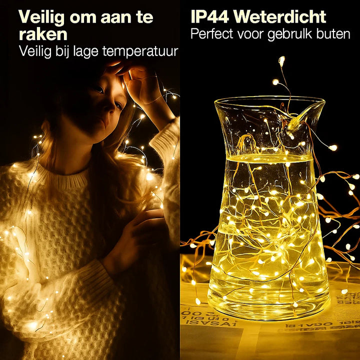 LED Kupfer Draht Dekorationsbeleuchtung – Warmer, Magischer Schein für Zuhause &amp; Garten (9 m)
