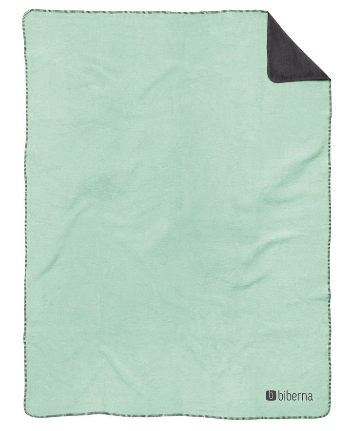 Doubleface Wohndecke 150 x 200 cm aus Polyester | Wendedecke mit Häkel-Einfassung | Waschbar bei 60 °C für Sofa und Bett