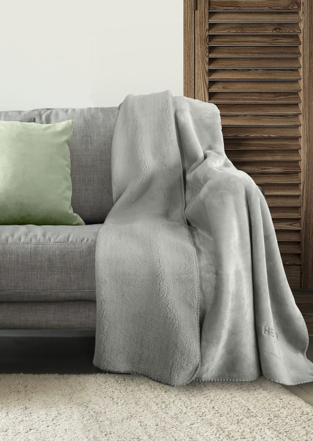 Teddyfleece Wohndecke aus weichem Fleece | Zweiseitig mit flauschiger Teddyseite und glatter Sherpa-Optik | Waschbar bei 60 °C