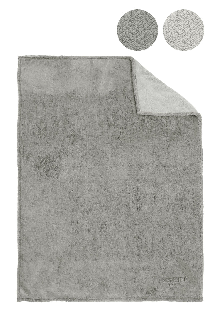 Sherpa Wohndecke aus weichem Fleece | Wendedecke mit glatter Rückseite, breitem Saum und waschbar bis 60 °C für Sofa und Bett