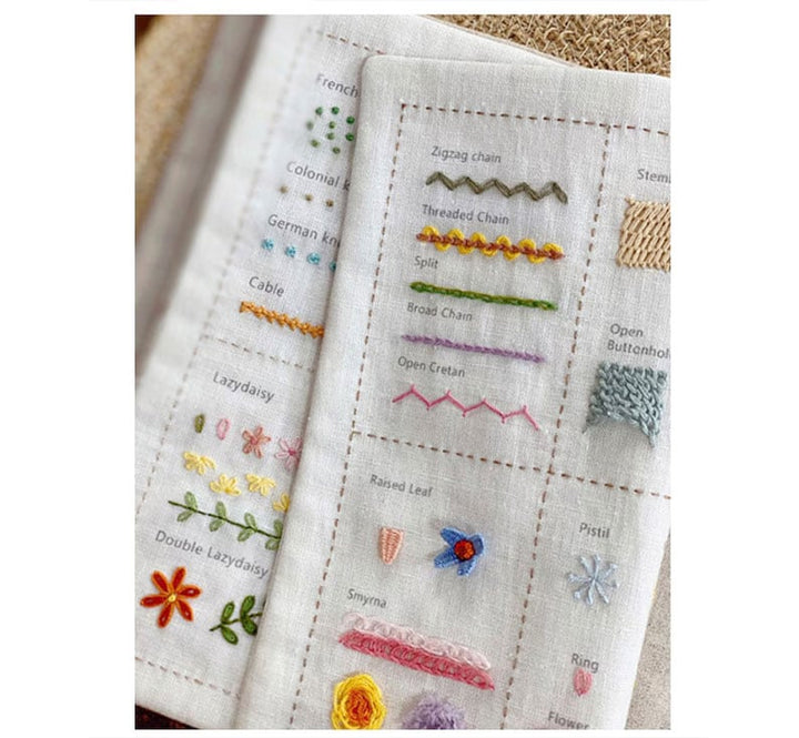 DIY Stickbuch mit 86 Stickstichen | Übungsbuch mit Stoffseiten zum Lernen &amp; Üben | Für Anfänger &amp; Fortgeschrittene