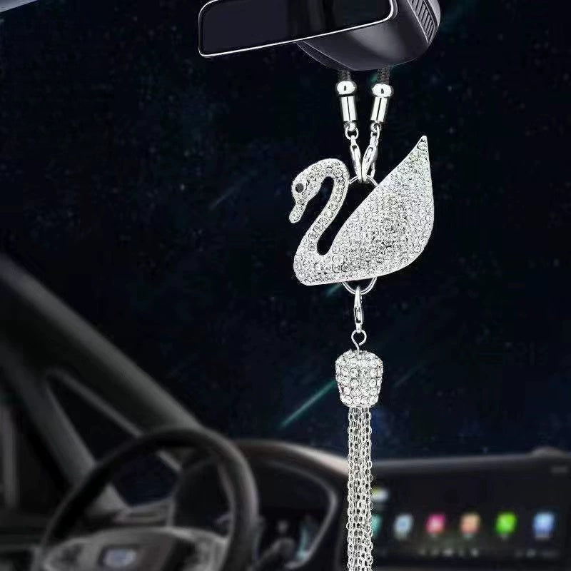 Ciondolo per specchietto retrovisore auto con cristallo | Lega di zinco e strass | Decorazione scintillante con ciondolo profumato, idea regalo