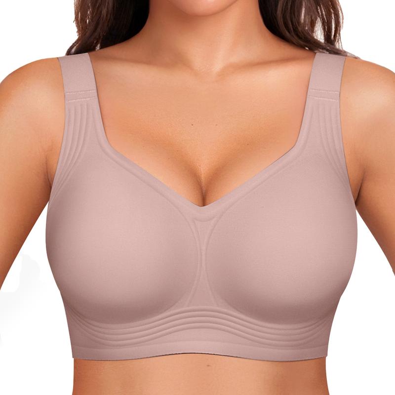 Reggiseno wireless da donna con supporto a 4 strati in gelatina | Copertura completa, coppe leggermente imbottite | S-4XL | Nero, Nude, Beige