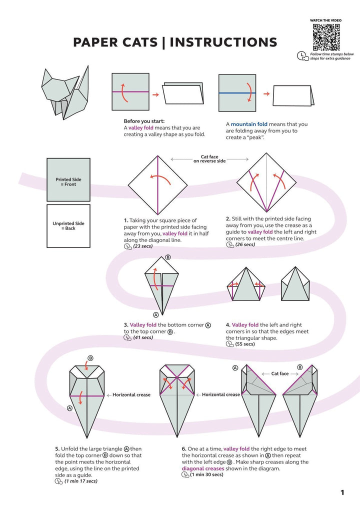 Origami-Katzen-Set aus FSC-Papier | DIY-Bastelset für Katzenfiguren | Kreative Deko &amp; Geschenkidee