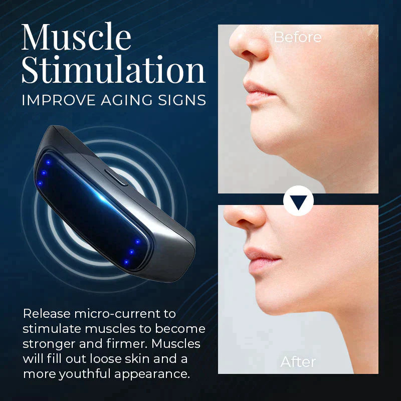 EMS Mikrostrom V-Shape Gesichtsband für Nacht &amp; Alltag | Sanfte Impulse für Kieferlinie &amp; Kontur | Leicht, wiederaufladbar | 1+1 Set