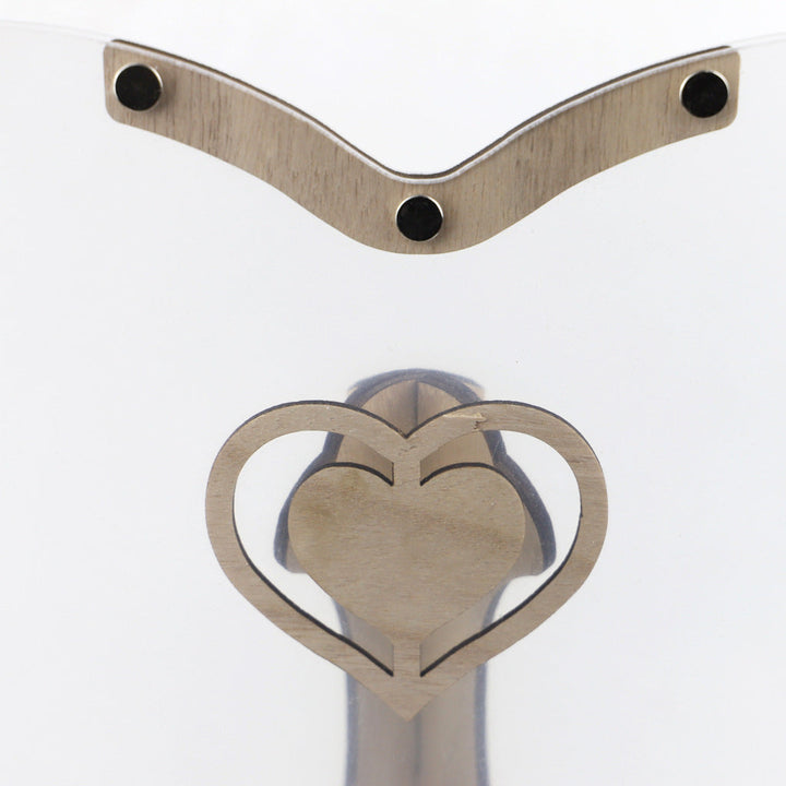 Libro degli ospiti per matrimoni a forma di cuore con cornice | decorazione ricordo con circa 80 cuori in legno | include supporto | 32×38×16 cm