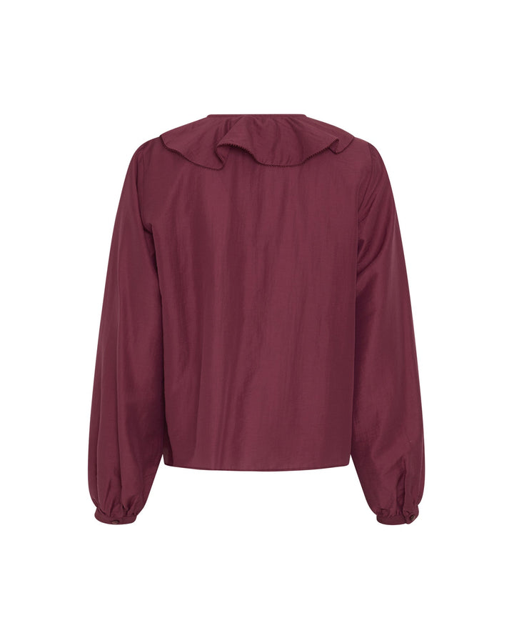 Damen Bluse | V-Ausschnitt mit Rüschendetails und langen Ärmeln | Normale Passform