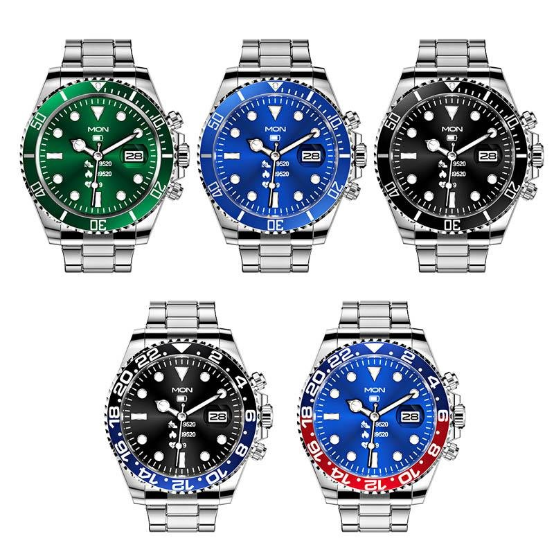 Montre connectée écran HD 1,28 pouce | Lunette rotative &amp; appels Bluetooth | Fréquence cardiaque, sommeil, modes sport, bracelet acier inoxydable