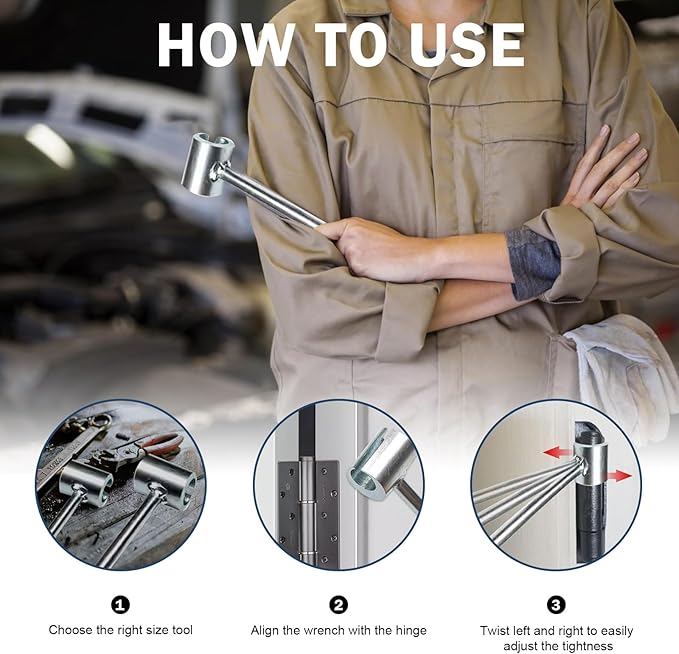 Door hinge gap adjuster made of steel | Precise door gap adjustment in seconds | For flag/banner hinges | Sizes S &amp; L