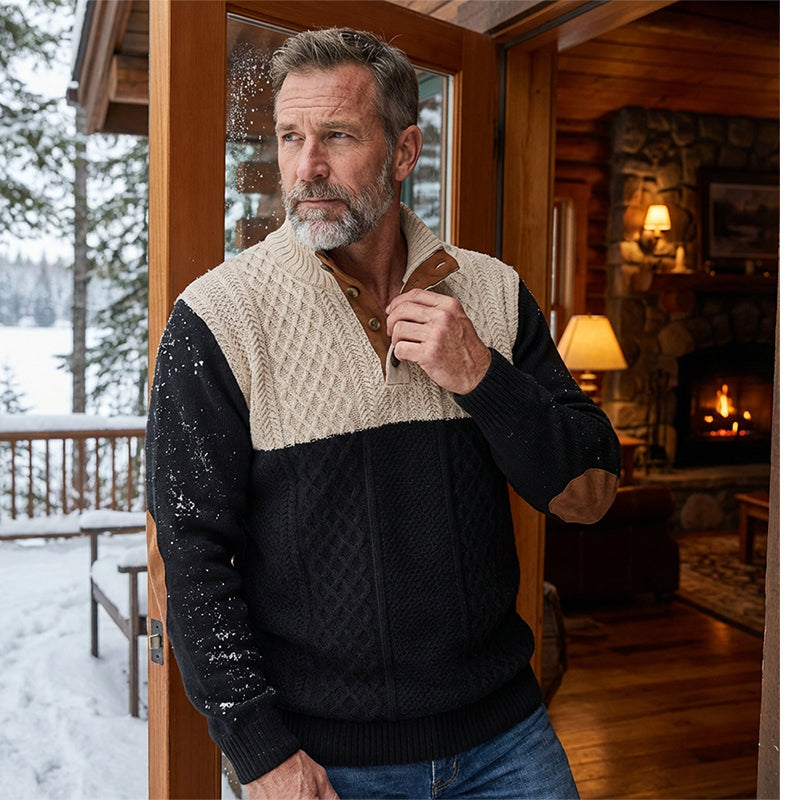 Herren Pullover | Knopfleiste mit Farbblockdesign &amp; lockerer Passform für Alltag und kühle Tage
