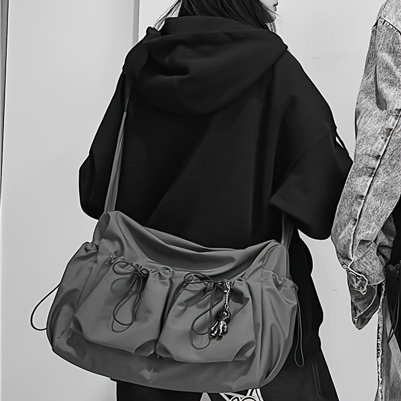 Damen Umhängetasche | Geräumige Schultertasche mit Kordelzug, mehreren Fächern und verstellbarem Gurt