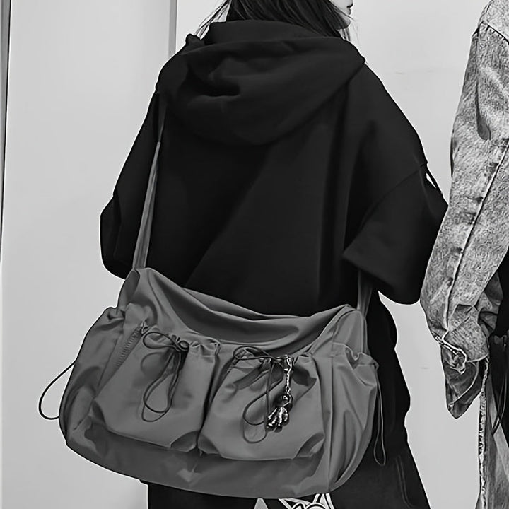 Damen Umhängetasche | Geräumige Schultertasche mit Kordelzug, mehreren Fächern und verstellbarem Gurt