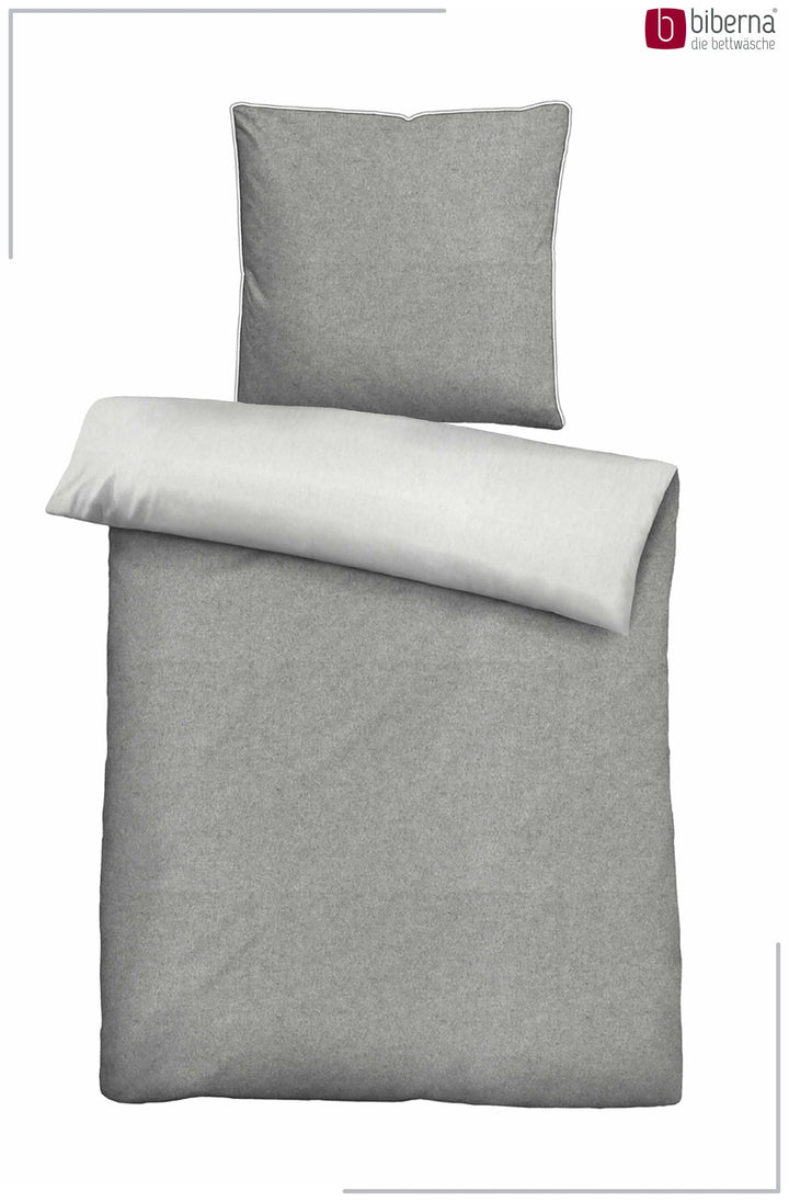 Melange Flanell Bettwäsche aus 100 % Baumwolle | Beidseitig angeraut, OEKO-TEX zertifiziert, mit Reißverschluss und 60 °C waschbar