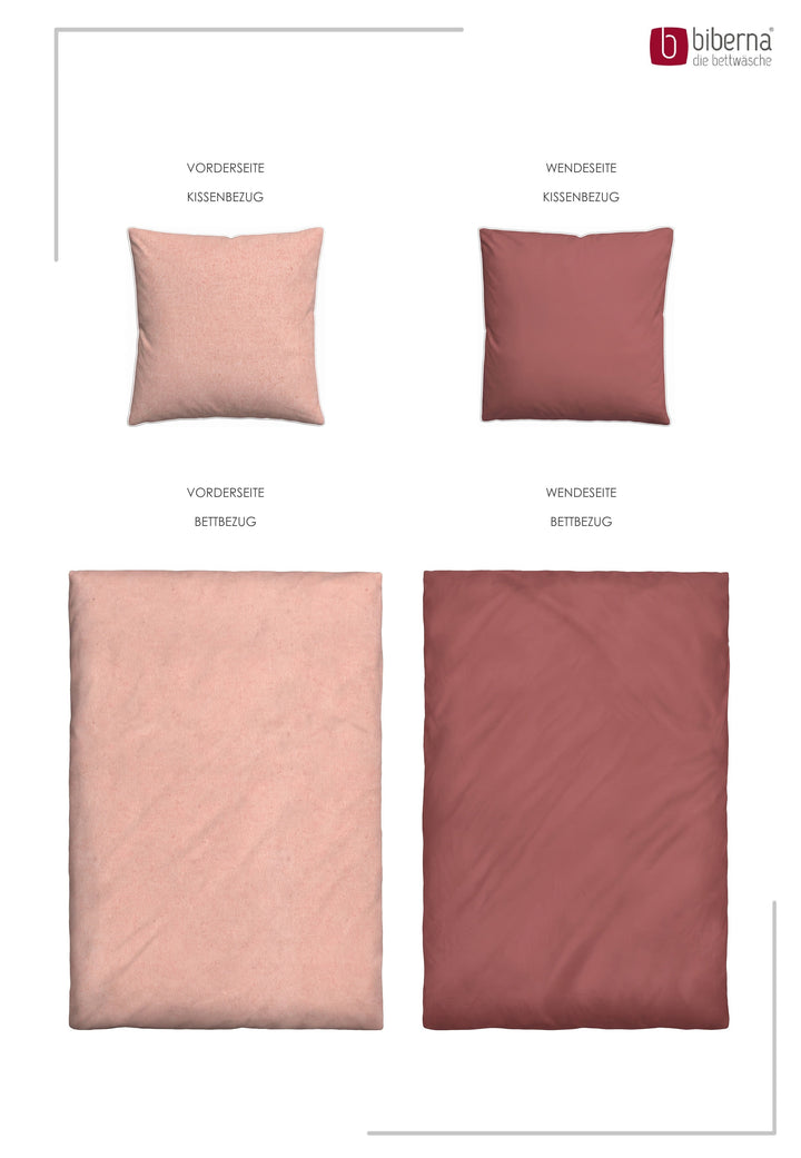 Melange Flanell Bettwäsche aus 100 % Baumwolle | Beidseitig angeraut, OEKO-TEX zertifiziert, mit Reißverschluss und 60 °C waschbar