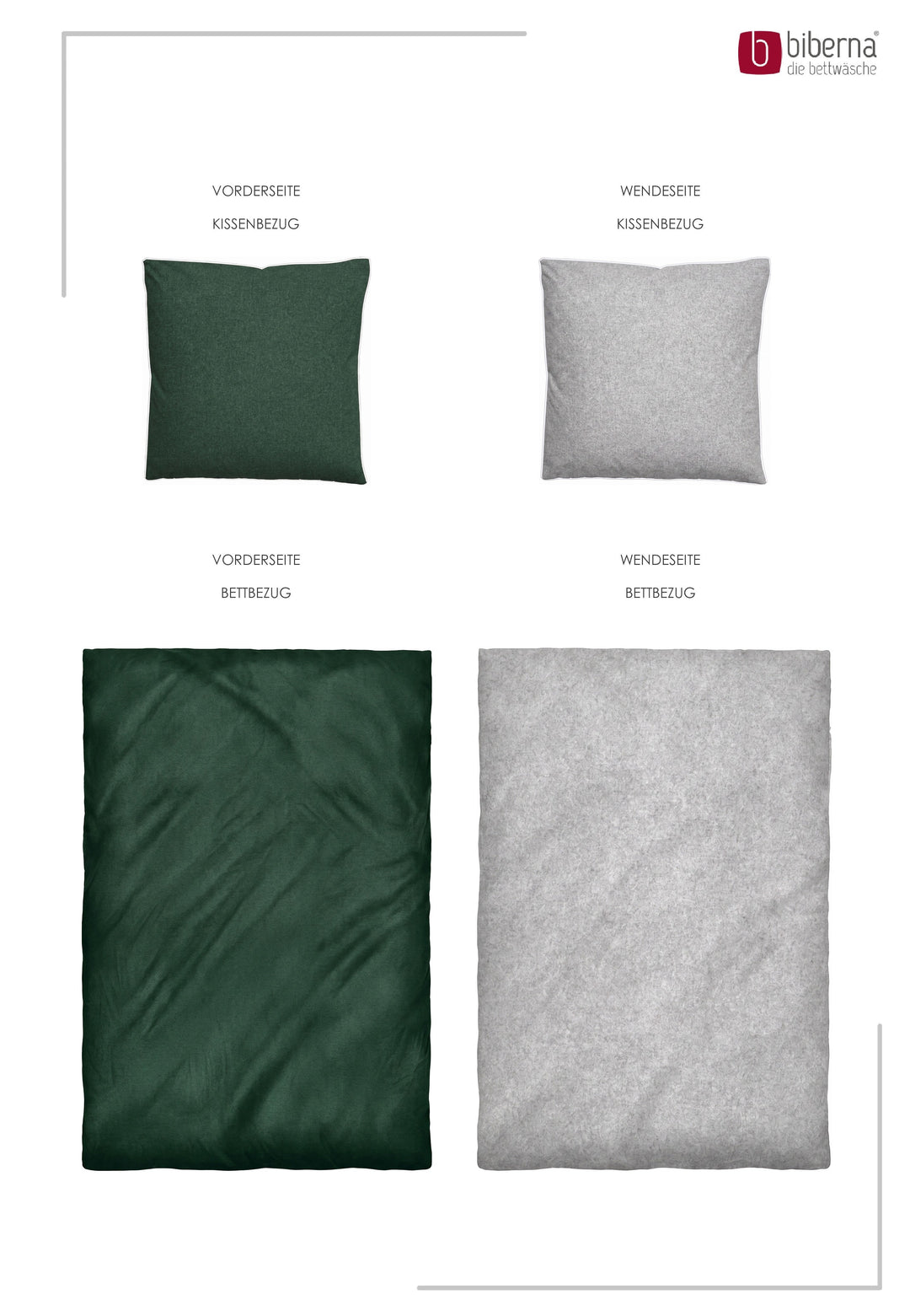 Melange Flanell Bettwäsche aus 100 % Baumwolle | Beidseitig angeraut, OEKO-TEX zertifiziert, mit Reißverschluss und 60 °C waschbar