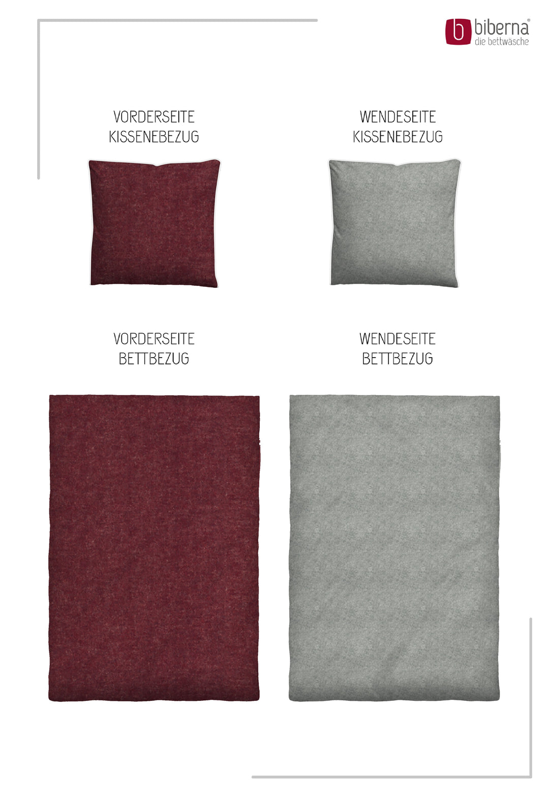 Melange Flanell Bettwäsche aus 100 % Baumwolle | Beidseitig angeraut, OEKO-TEX zertifiziert, mit Reißverschluss und 60 °C waschbar