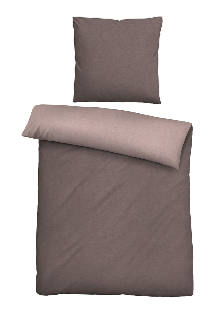 Melange Flanell Bettwäsche aus 100 % Baumwolle | Beidseitig angeraut, OEKO-TEX zertifiziert, mit Reißverschluss und 60 °C waschbar