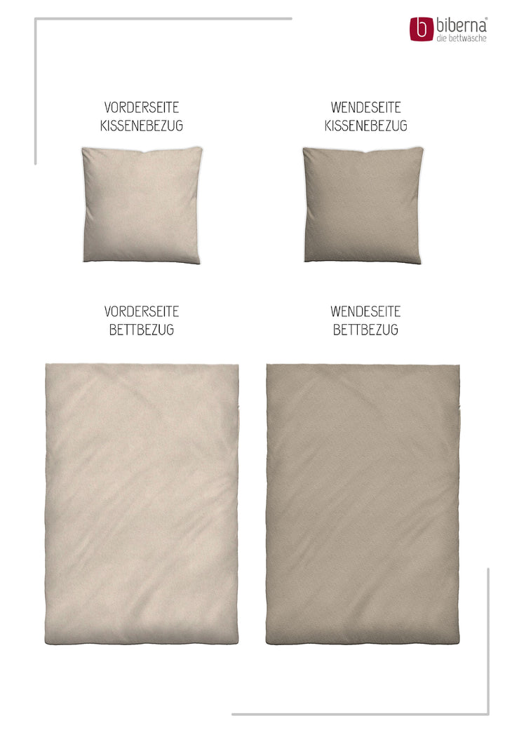 Melange Flanell Bettwäsche aus 100 % Baumwolle | Beidseitig angeraut, OEKO-TEX zertifiziert, mit Reißverschluss und 60 °C waschbar