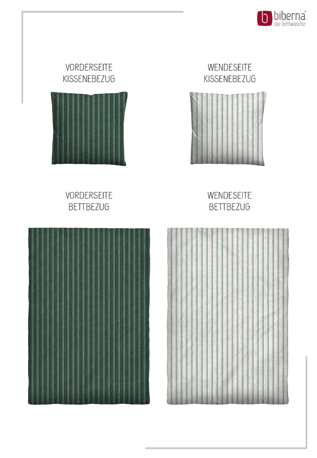 Melange Flanell Bettwäsche aus 100 % Baumwolle | Feine Längsstreifen in Hellgrau und Weiß | Beidseitig angeraut, 60 °C waschbar