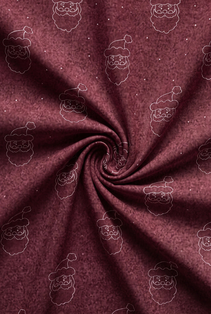 Melange Flanell Bettwäsche aus 100 % Baumwolle | Weihnachtsmann-Motiv in Titanium und Burgund | Made in Germany, 60 °C waschbar