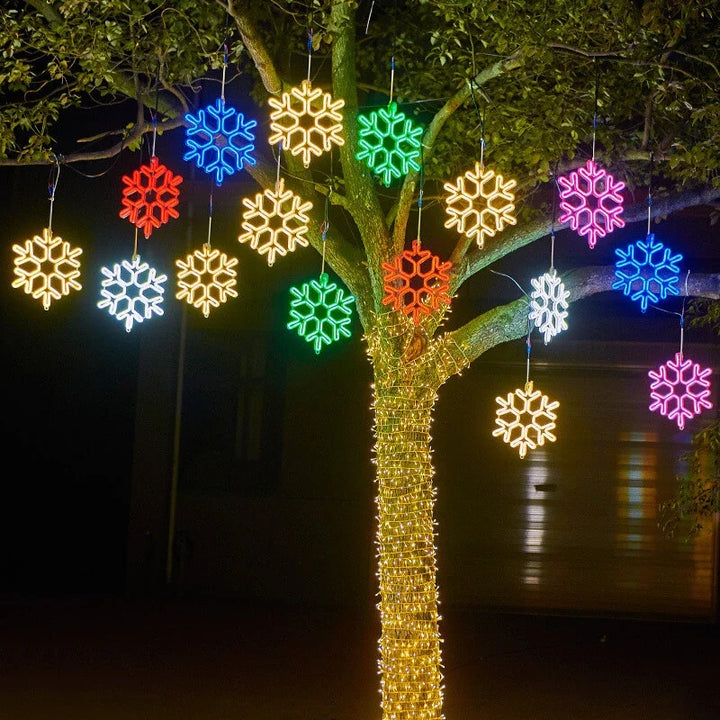 LED Schneeflockenlichter wasserdicht 30 cm | Festliche Winterbeleuchtung mit Schneefall-Effekt in verschiedenen Lichtfarben für außen