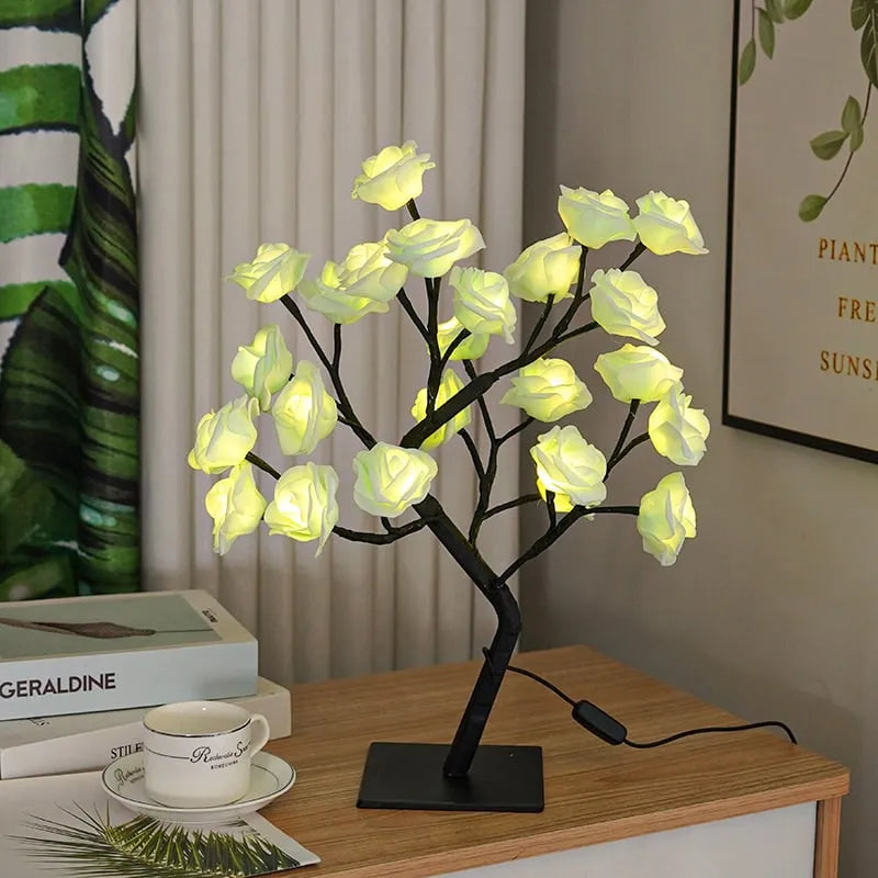 Arbre bonsaï lumineux LED avec socle tactile | Branches réglables &amp; plusieurs modes lumineux | USB ou piles, déco pour la maison