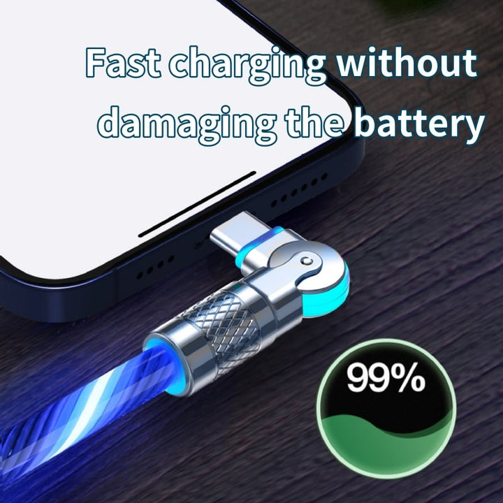 Câble de charge rapide avec effet lumineux LED | Connecteur pivotant à 540° | Câble USB avec charge rapide