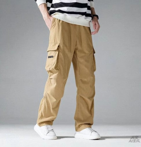 Herren Cargo Hose Stretch | Gerade Freizeithose mit Elastischem Bund &amp; Cargotaschen | Bequeme Alltagshose